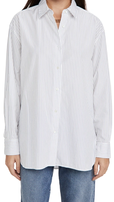 Nili Lotan Nl Pinstripe Cotton Shirt In White