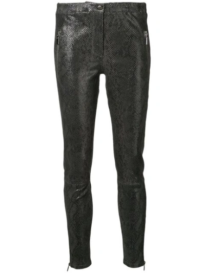 Arma Low Rise Snakeskin Skinny Trousers In Grey