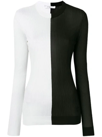 Givenchy Two-tone Ribbed-knit Sweater In Black & White