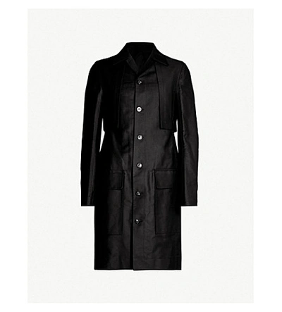 Rick Owens Spread-collar Cotton-twill Trench Coat In Black