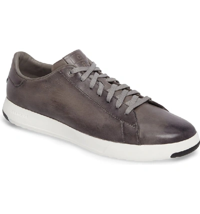 Cole Haan Men's Grandpro Leather Tennis Sneakers In Ironstone Gray Handstain