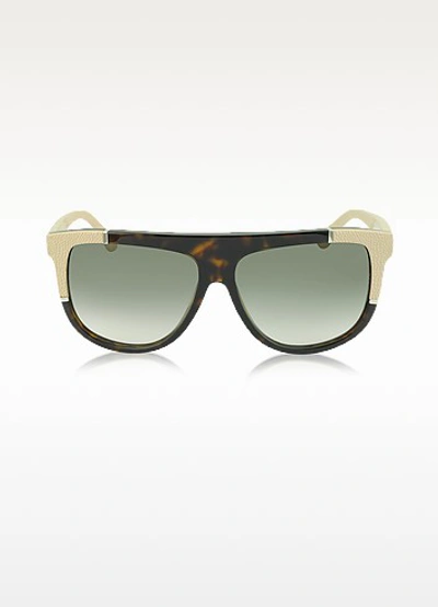 Balenciaga Designer Sunglasses Ba0025 Acetate Shield Women's Sunglasses W/rubber Details In Marron / Noir