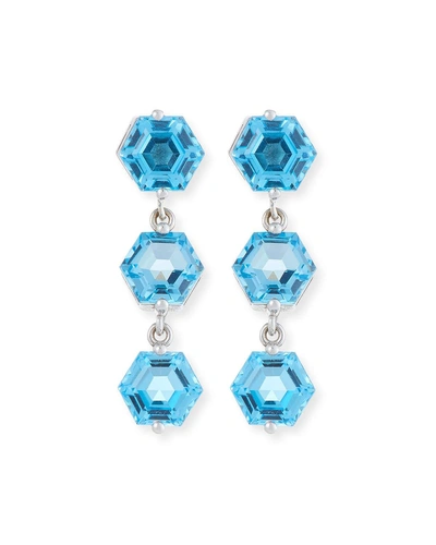 Kalan By Suzanne Kalan Bloom 14k White Gold 3 Hexagon Drop Earrings, Medium Blue