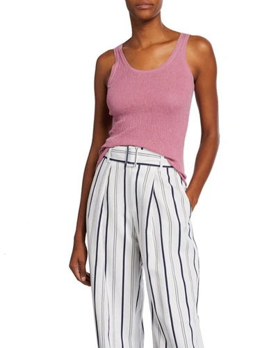 Vince Broomstick Pleated Cotton Tank In Baies Pink