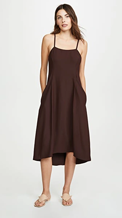 Vince Strappy Tank Dress In Black Walnut