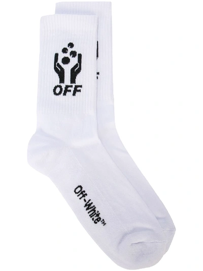 Off-white Hands Off Cotton-blend Socks In White