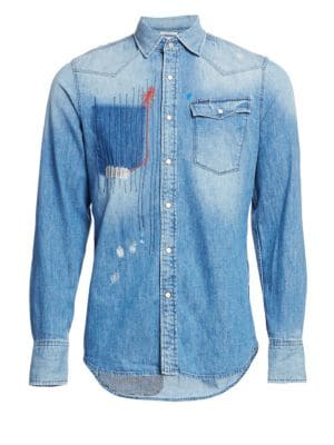 g star denim shirt mens