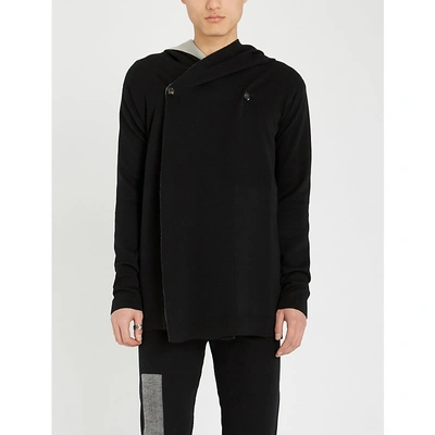 Rick Owens Stretch-cotton Hooded Cardigan In Black Oyster