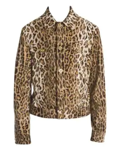 Versace Cheetah Denim Jacket In Leopard