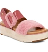 Ugg Le Fluff Flatform Sandal In Pink Dawn Suede