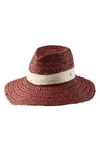 Helen Kaminski Woven Raffia Fedora In Sumac/ Nude