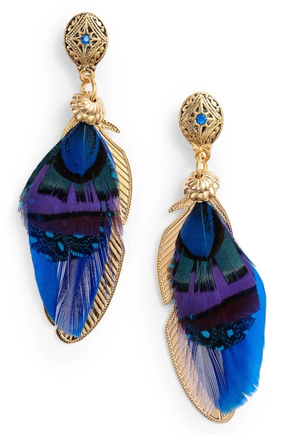 Gas Bijoux Small Sao Feather Earrings In Blue | ModeSens