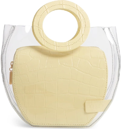 Staud Frida Transparent Handbag In Clear/ Butter Croc