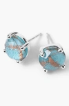 Ippolita Sterling Silver Rock Candy Bronze Turquoise Composite & Rock Crystal Doublet Stud Earrings In Blue/silver