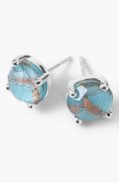 Ippolita Sterling Silver Rock Candy Bronze Turquoise Composite & Rock Crystal Doublet Stud Earrings In Silver/turquoise
