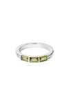 Lagos 18k Gold & Sterling Silver Green Tourmaline Stacking Ring In Green/silver