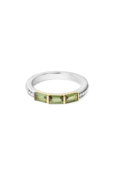 Lagos 18k Gold & Sterling Silver Green Tourmaline Stacking Ring In Green/silver