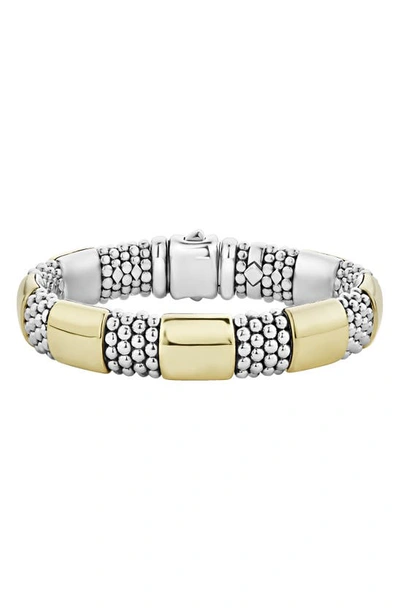 Lagos 18k Yellow Gold & Sterling Silver High Bar Station Bracelet In Silver/ Gold