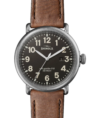 Shinola The Runwell Brown Leather Strap Watch, 47mm In Tan