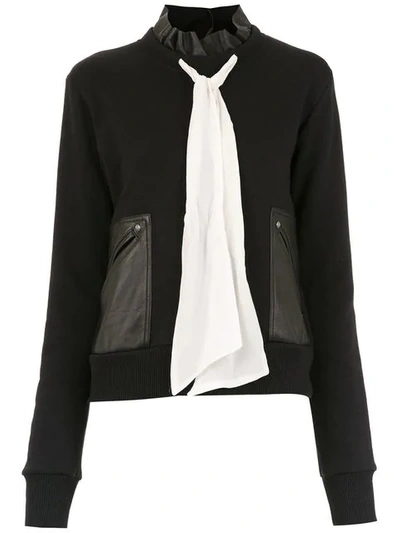 Andrea Bogosian Pussy Bow Knit Blouse In Black