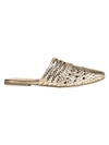 Sam Edelman Natalya Flat Metallic Leather Mules In Gold