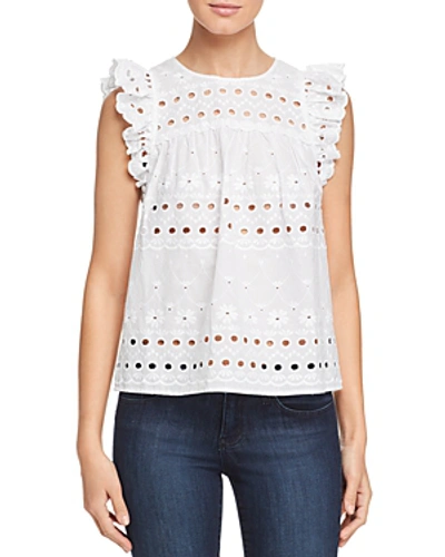 Kate Spade New York Ruffled Lace Top In Fresh White
