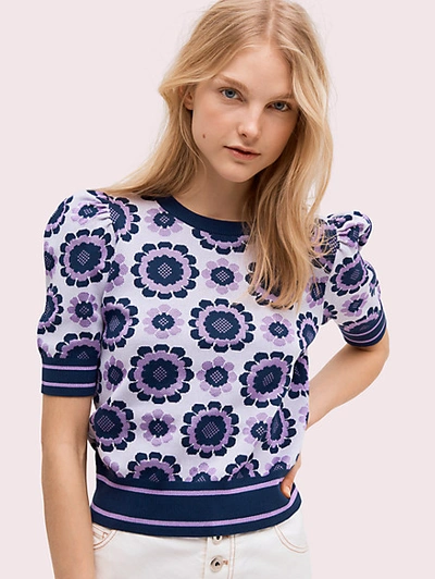 Kate Spade Geo Floral Crop Sweater In Light Violet