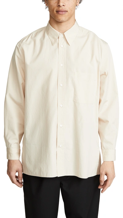 Lemaire Straight Collar Shirt In Nude