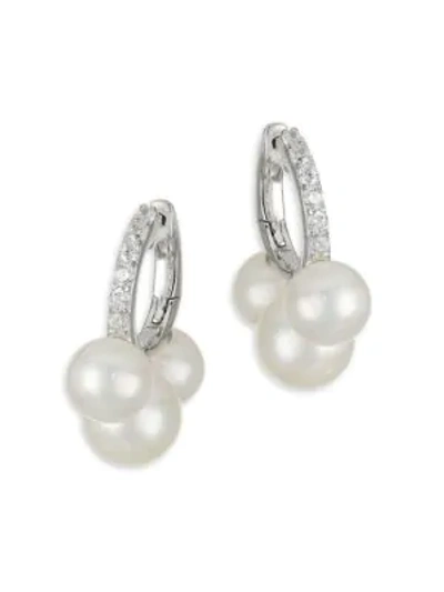 Adriana Orsini Rhodium-plated Sterling Silver, 6-7.5mm Pearl & Cubic Zirconia Earrings