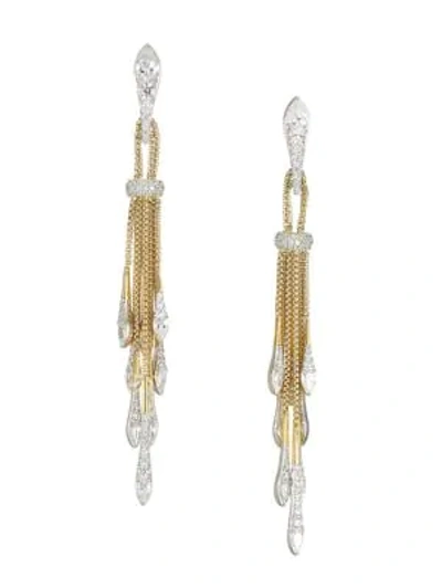 Adriana Orsini Devona Rhodium & Gold-plated Sterling Silver Cubic Zirconia Fringe Earrings