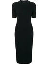 Fendi Ribbed Fabric Dress In Black