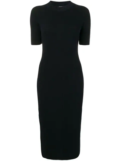 Fendi Ribbed Fabric Dress In Black