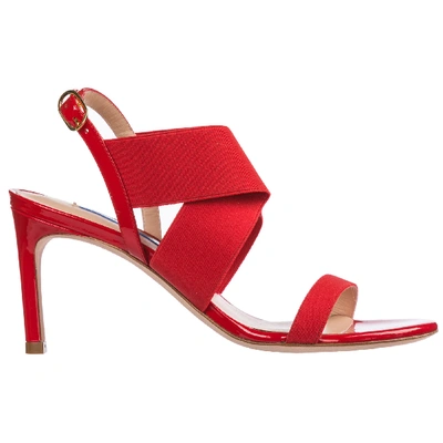 Stuart Weitzman Women's Leather Heel Sandals Alana In Red