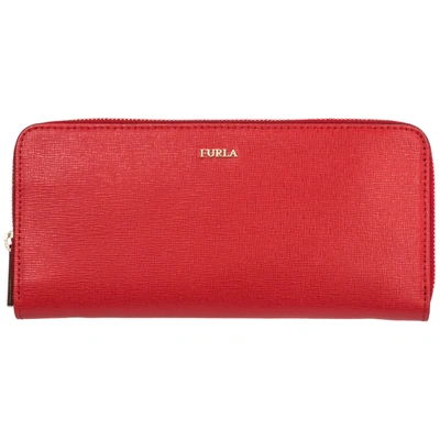 Furla Women's Wallet Leather Coin Case Holder Purse Card Bifold Babylon In Red