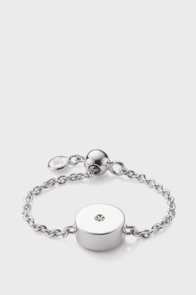 Monica Vinader Linear Solo Diamond Friendship Chain Ring In Silver