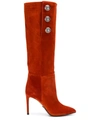 Balmain Suede Knee-high Boots In Orange