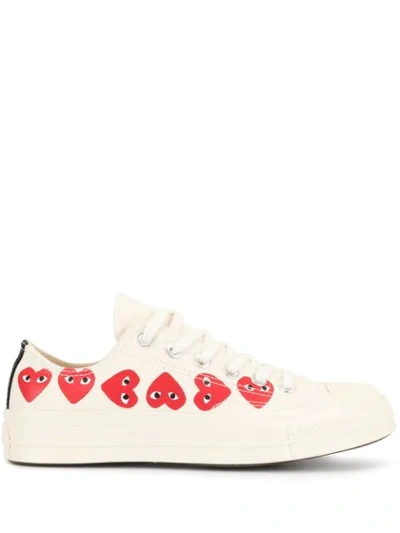 Comme Des Garçons Cdg Play X Converse Unisex Chuck Taylor All Star Multi Heart Low-top Sneakers In Off White