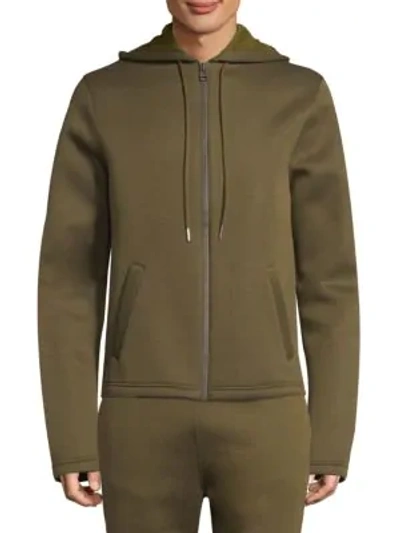 Helmut Lang Cotton Zip-front Hoodie In Olive