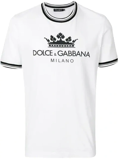 Dolce & Gabbana Logo Print Stripe T In White