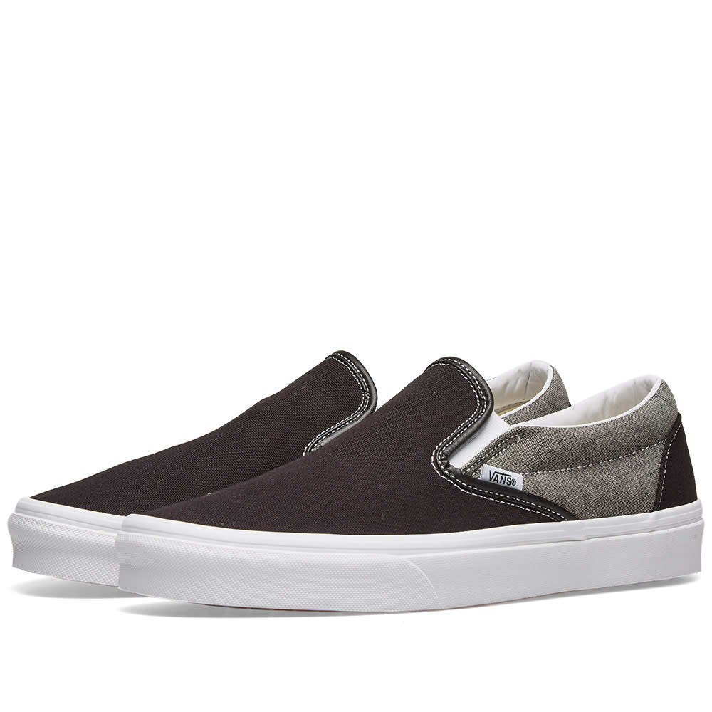 vans slip on chambray black