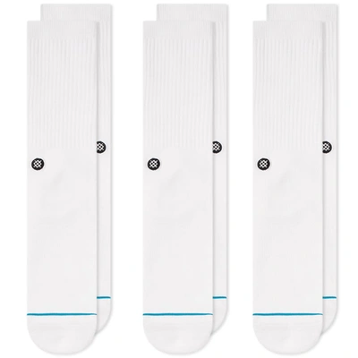 Stance Icon Sock - 3 Pack In White