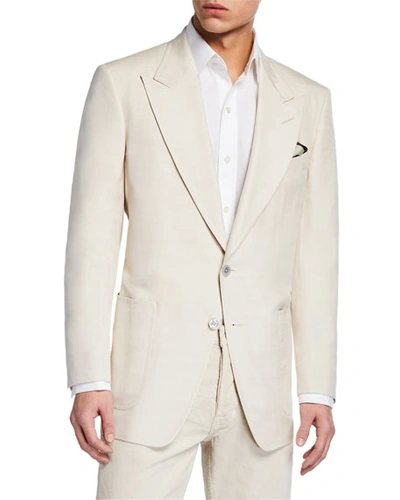 Tom Ford Men's Shelton Patch-pocket Silk Jacket In White