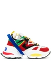 Dsquared2 The Giant Chunky Leather Sneakers In White,green,red
