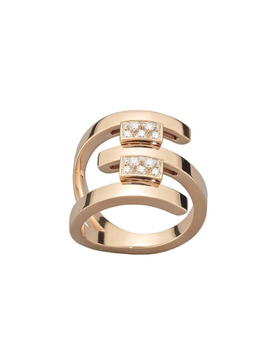 Mattia Cielo 18k Rose Gold 3-row Diamond Ring
