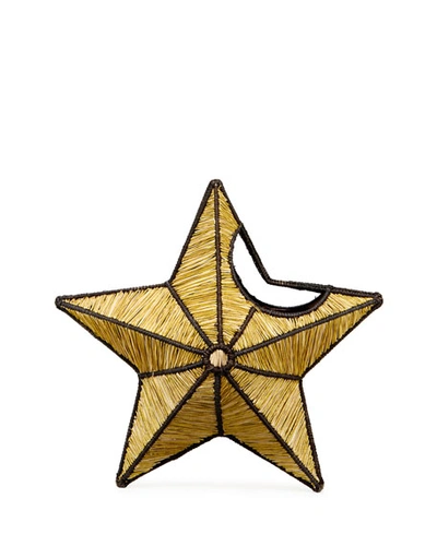 Mercedes Salazar Small Star Straw Clutch Bag