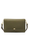 Michael Michael Kors Leather Smartphone Crossbody In Olive/gold