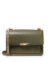 Michael Michael Kors Large Jade Gusseted Leather Shoulder Bag In Olive/gold