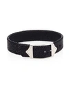 Stinghd Luxe Pure Silver & Stingray Leather Buckled Bracelet In Black Silver