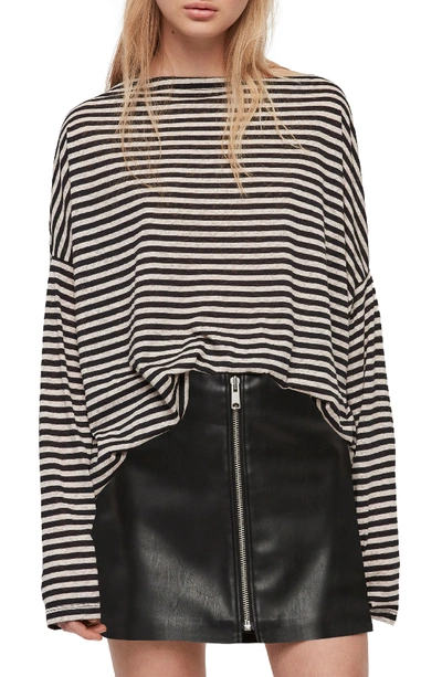 Allsaints Rita Long-sleeve Striped Tee In Chalk/ Ink Blue