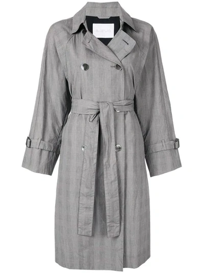 Blueflag + Kiminori Morishita Belted Trench Coat In Grey